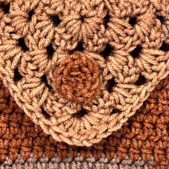 Brown Crochet Mini Wristlet Clutch - Picture 2 of 8